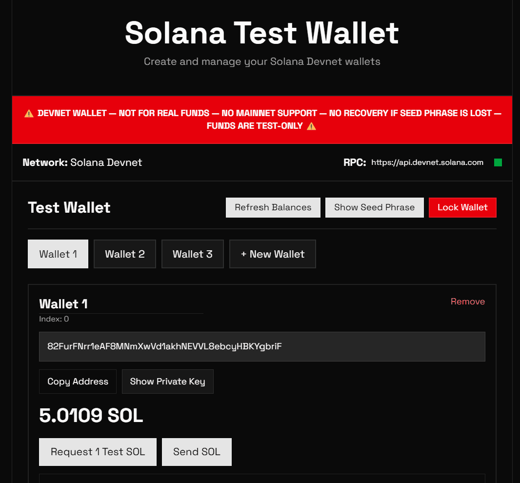 Solana Test Wallet